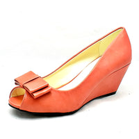 ROCKTHOSECURVES PEEP BOW TOE WEDGE HEEL COURT SHOES