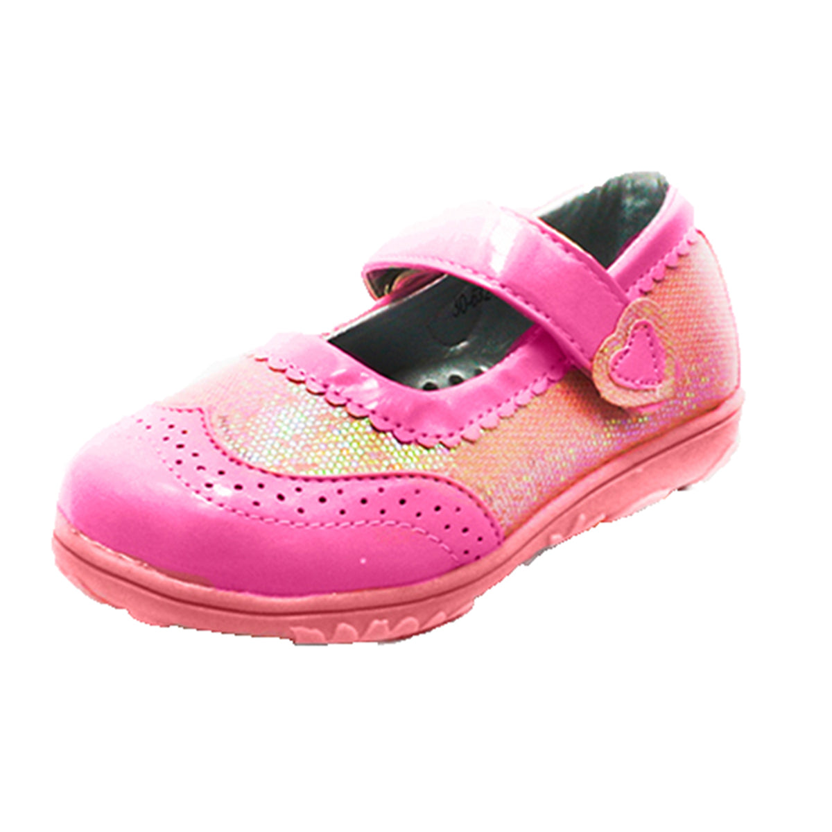 Girls Pink Sequinned adjustable fastening shoes