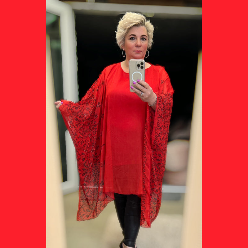 Oversized kaftan with stunning embroidery loose fitting blouse