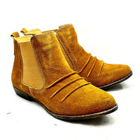 Faux suede gusset side low heel ankle boots