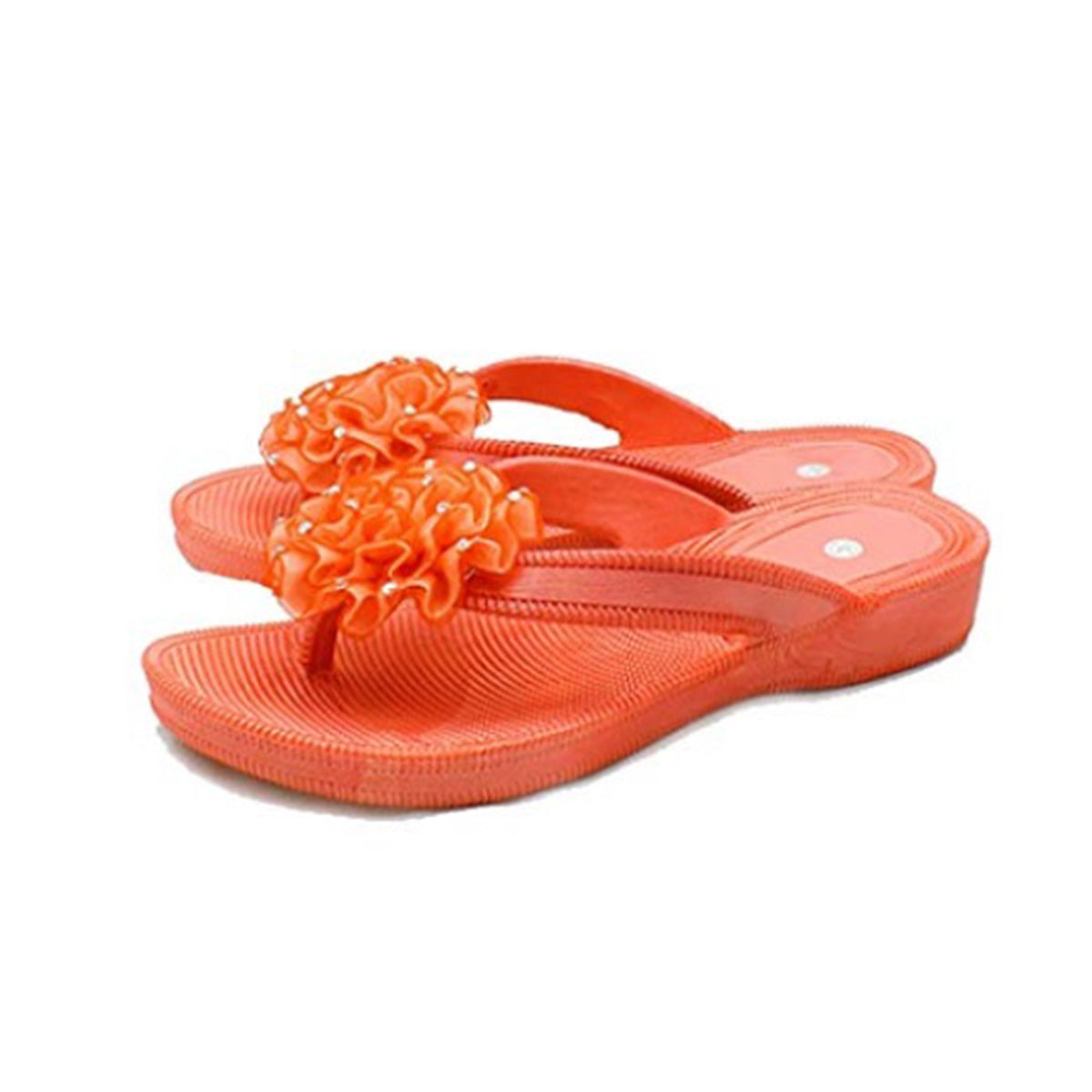 ROCKTHOSECURVES BEADED ROSETTE FLIP FLOPS SANDALS