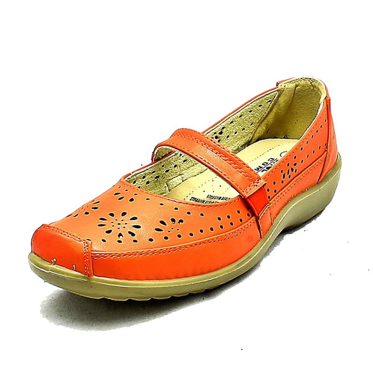 WATERMELON LOW WEDGE COMFORT SHOES WITH ELASTICATED STRAP