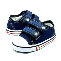 Navy Blue Canvas adjustable strap Pumps with leather lining