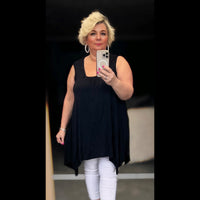 ROCKTHOSECURVES SLEEVELESS LONG HANKY HEM TUNIC TOP