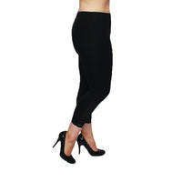 LACE HEM SOFT STRETCHY HIGH RISE 3/4 LEG LEGGINGS