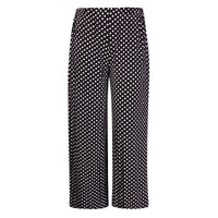 Elastic Waist Black White Polka Dot Wide Leg Palazzo Trousers Plus Size