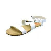 Patent strappy flat sandals with wide straps