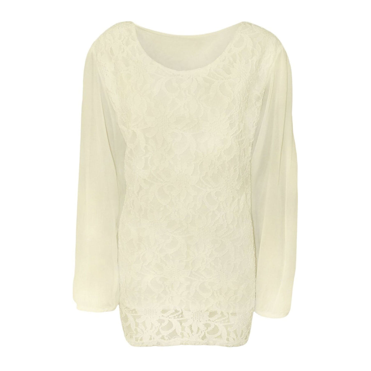 ROCKTHOSECURVES LACE BLOUSE WITH LONG CHIFFON SLEEVES