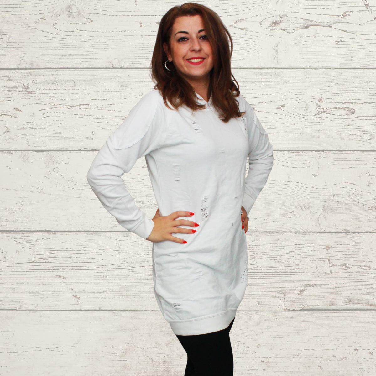 Oversized jumper / hoodie with distressed effect