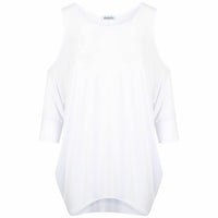 Loose fitting oversized top with open shoulders