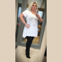 ROCKTHOSECURVES FLARED HEM LONG LENGTH TOP WITH GOLD STUDDED HEART