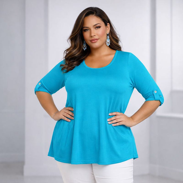 Button Sleeve Swing Top
