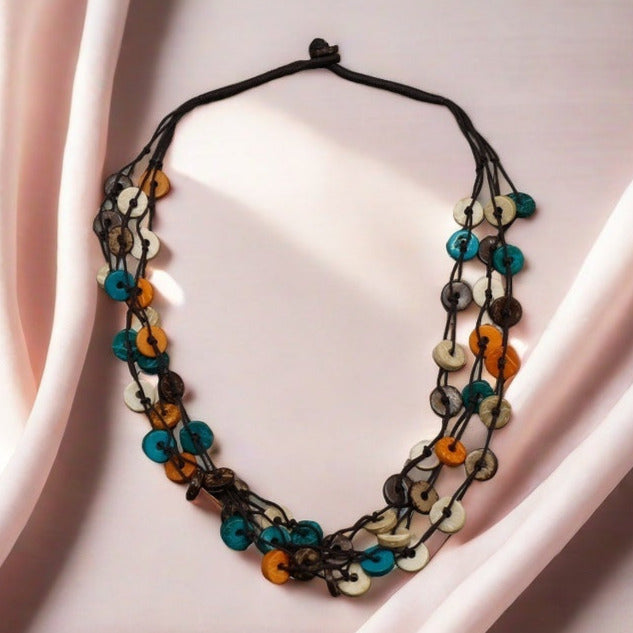 WOODEN MULTI COLOUR BEADED NECKLACE