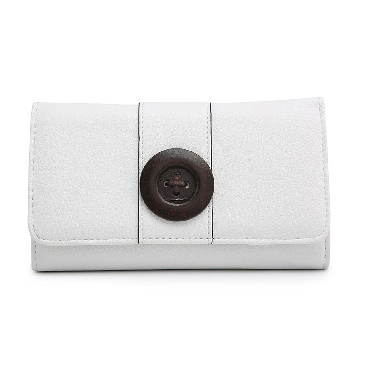 MULTI SECTION PURSE WITH LARGE WOODEN BUTTON
