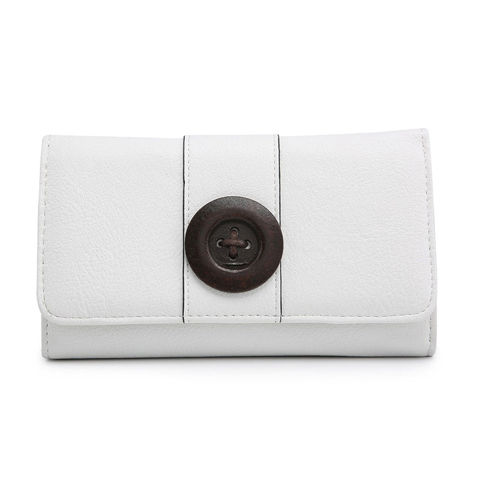 MULTI SECTION PURSE WITH LARGE WOODEN BUTTONWhite / ONE SIZE