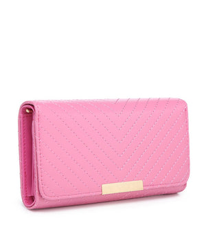 QUILTED EFFECT MULTI SECTION LARGE FAUX LEATHER PURSE