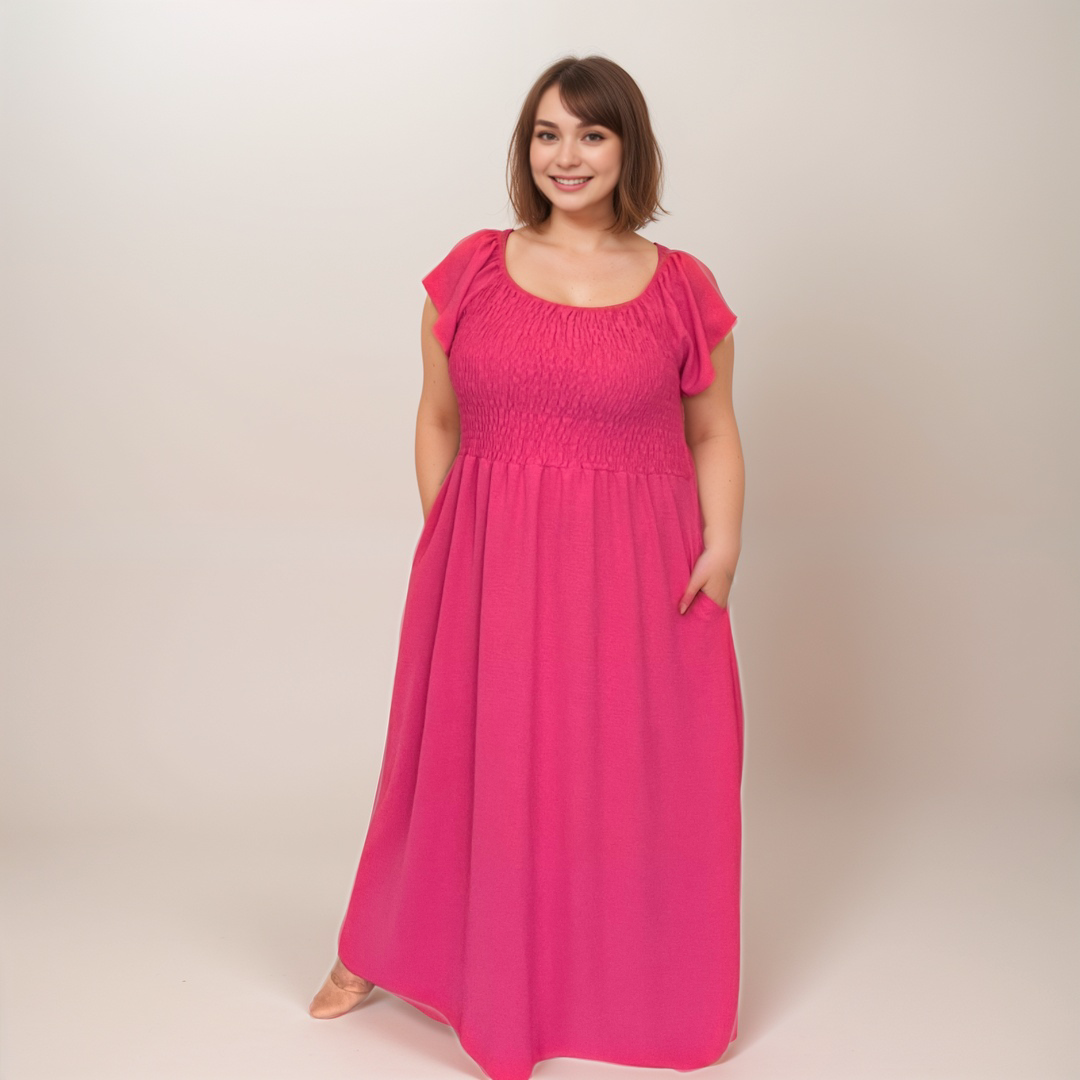 Smocked-Top Summer Dress with Pockets