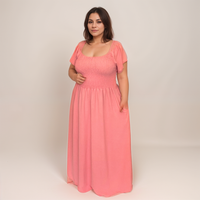 Smocked-Top Summer Dress with Pockets