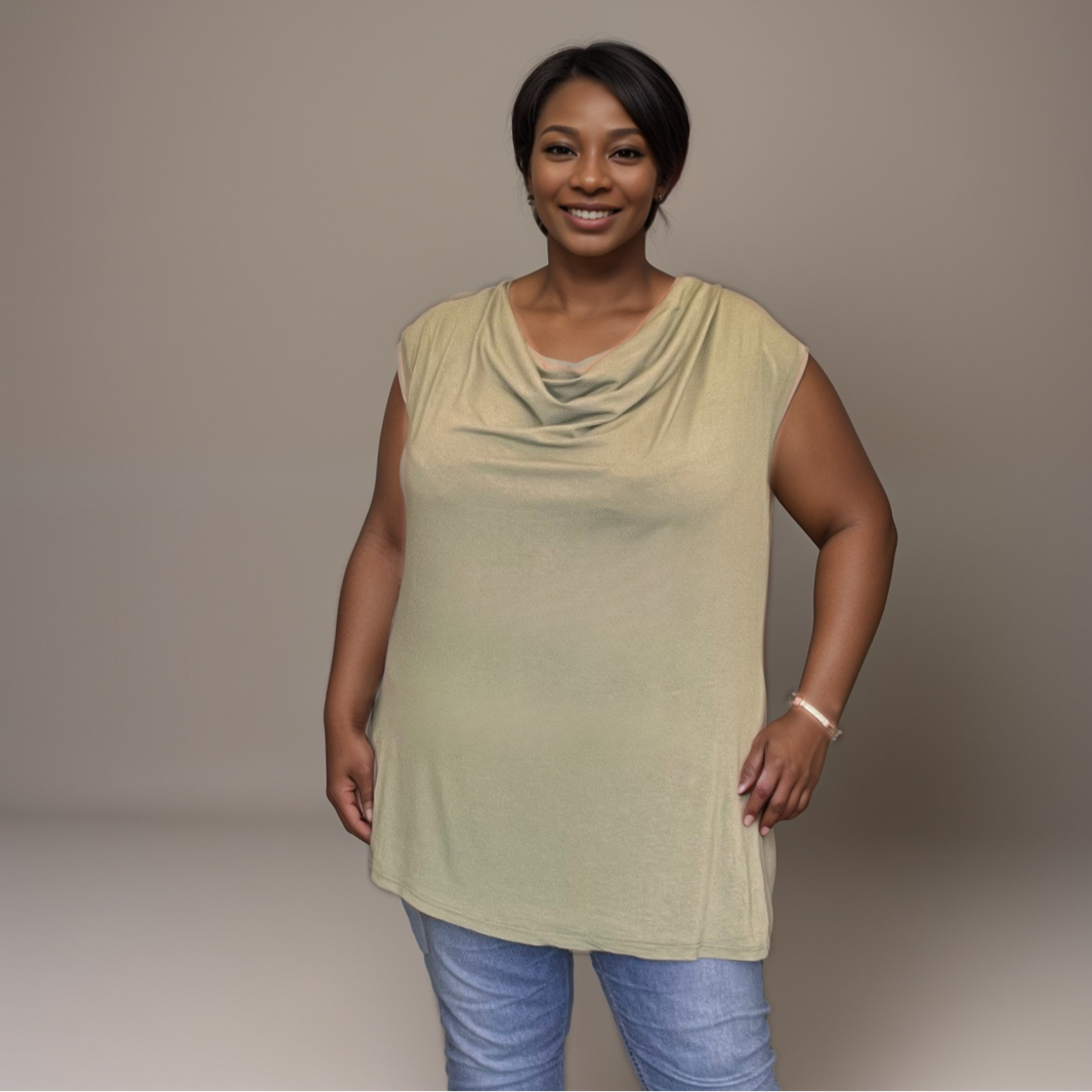 Sleeveless Cowl-Neck Top / T-Shirt