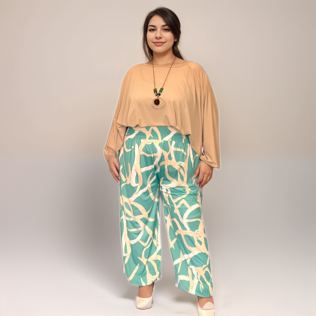 Abstract-Print Harem Pants with Elastic Hems