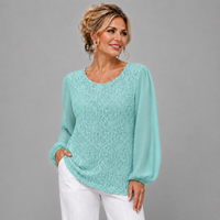 Lace Blouse with Long Chiffon Sleeves