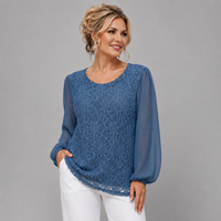 Lace Blouse with Long Chiffon Sleeves