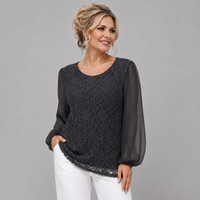 Lace Blouse with Long Chiffon Sleeves