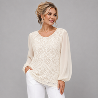 Lace Blouse with Long Chiffon Sleeves
