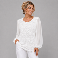 Lace Blouse with Long Chiffon Sleeves