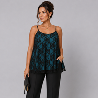 Black Lace Cami Vest / Swing Top with Co-ordinating Lining