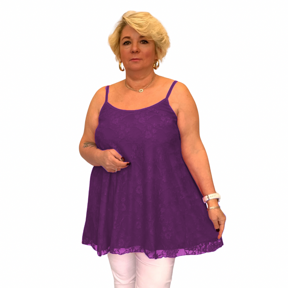 STRAPPY LACE CAMI TOP / SWING TOP VESTPurple / UK 12-14