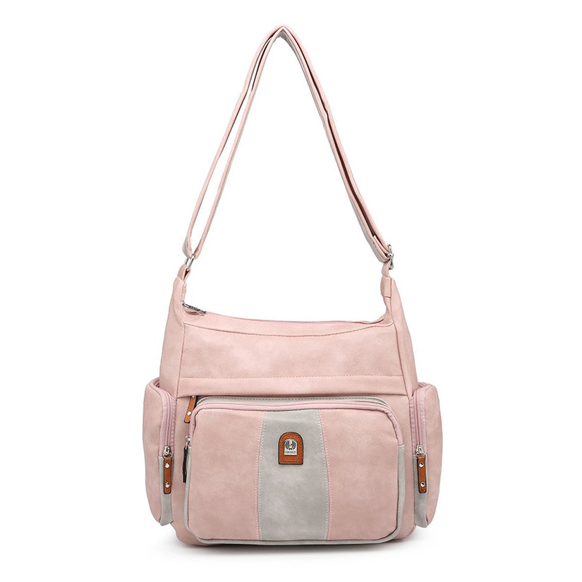 MULTI POCKET HANDBAG WITH SHOULDER STRAP + SIDE POUCHES