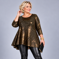 Foil Sequin 3/4 Sleeve Swing Top