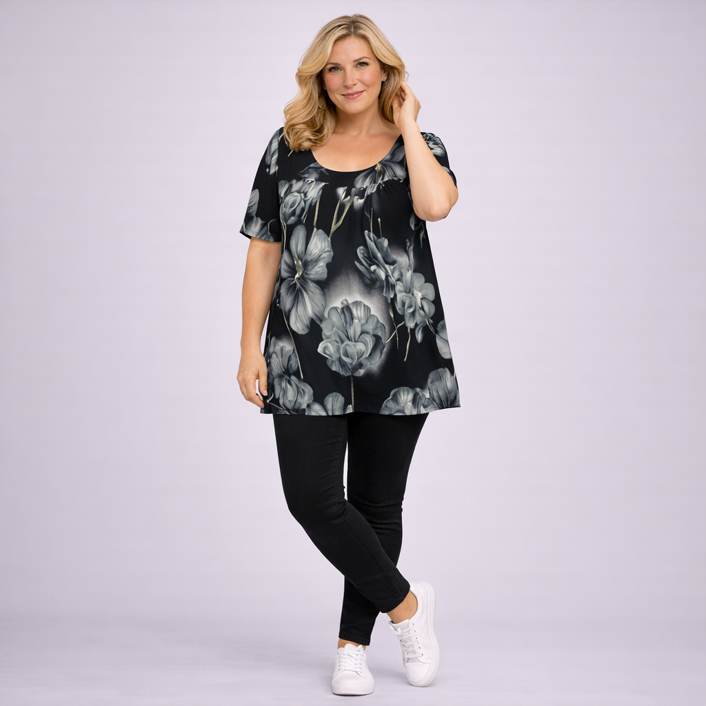 Short Sleeve Floral Smock Top