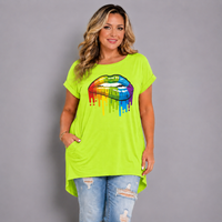 Rainbow Lips Long Pocket T-shirt