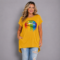 Rainbow Lips Long Pocket T-shirt