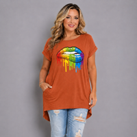Rainbow Lips Long Pocket T-shirt
