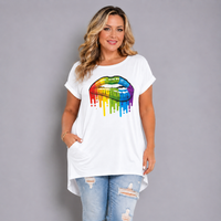 Rainbow Lips Long Pocket T-shirt