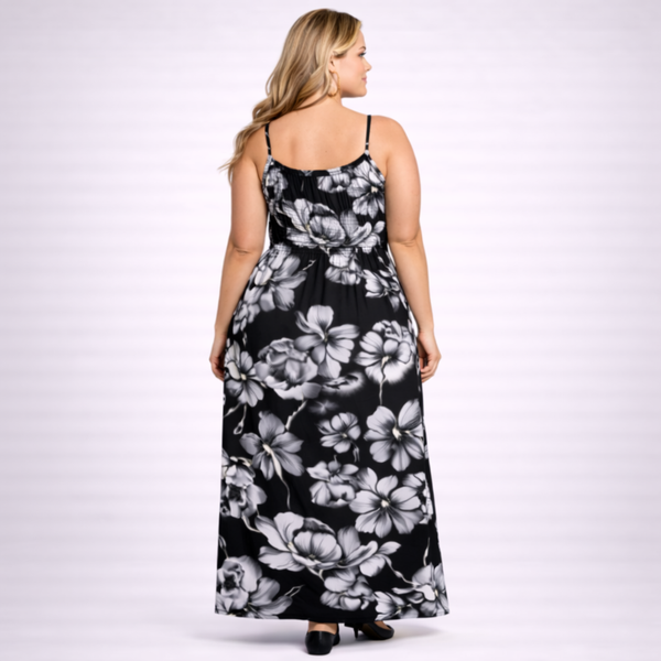 Strappy Maxi Dress with V Frilled Top