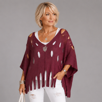 Super Soft Luxury Distressed Hole Detail Tassel Oversized Jumper