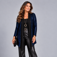 Sequin Foil Covered Longer Length Waterfall Jacket