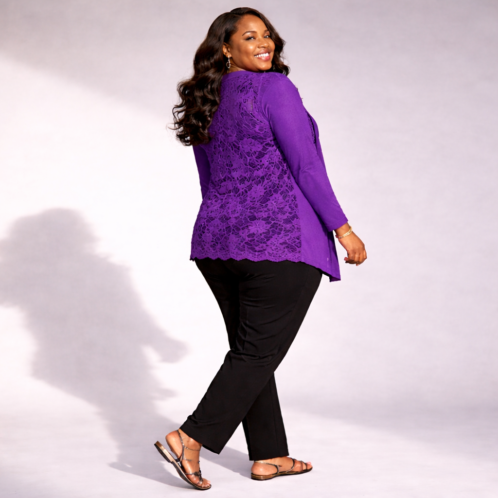 Scallop Hem Lace Back Open Front Cardigan