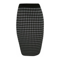 DOGTOOTH CHECK ELASTIC WAIST FITTED PENCIL SHIRT