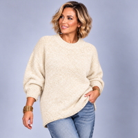 Sparkly Pearl Edged Chunky Knit Jumper