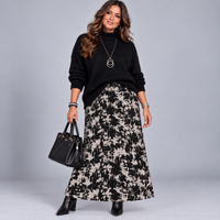 Black Tie Dye Effect Elastic Waist Maxi Skirt