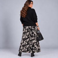 Black Tie Dye Effect Elastic Waist Maxi Skirt