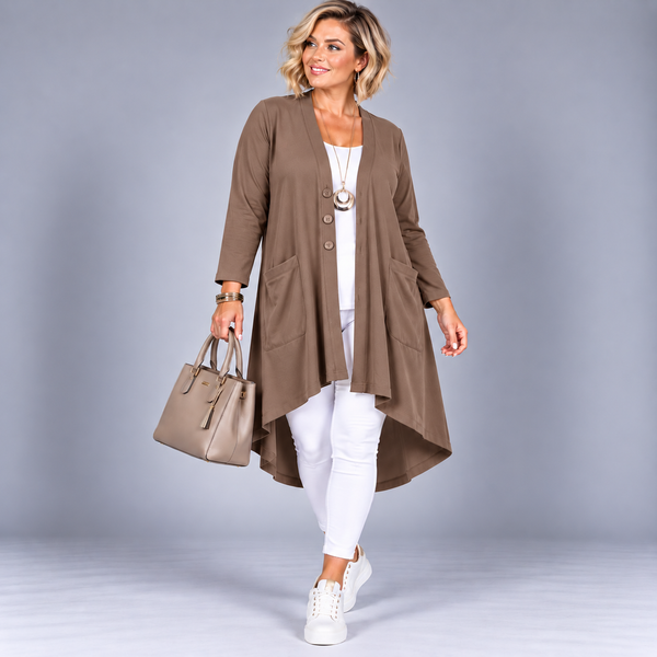 Soft Knit Dipped hem Duster cardigan