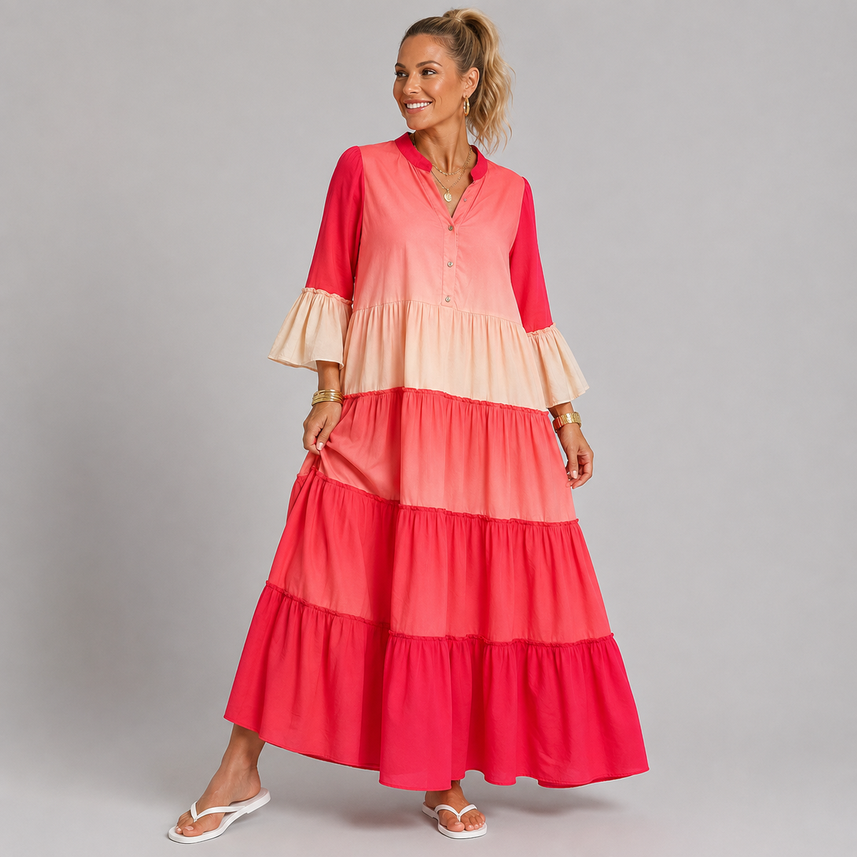 Ombre Layered Maxi Dress
