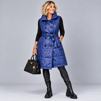 Quilted Sleeveless Long Gilet with Belt