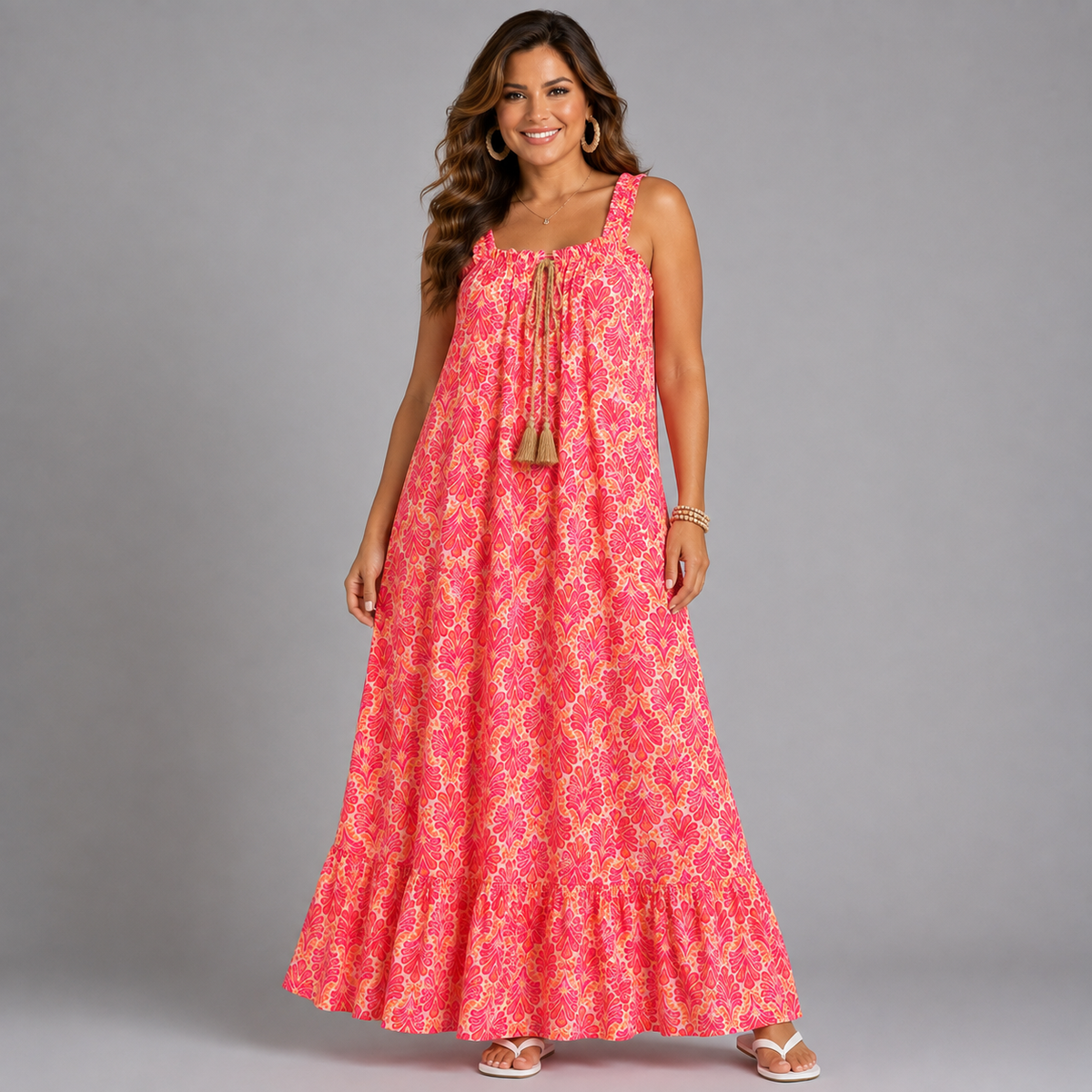 Fully Lined Cotton Mix Maxi Dress